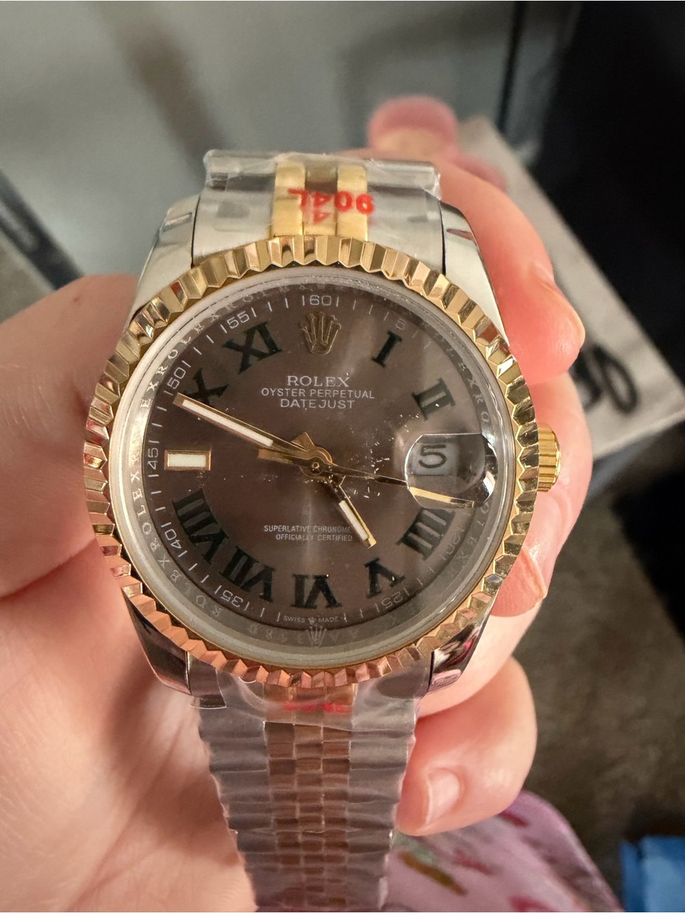 36mm women’s  Two-Tone Gold & Silver Watch with Brown Dial